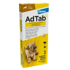 AdTab Anti Vlo en Teek Kauwtabletten Hond 1,3-2,5 kg 3 tabletten