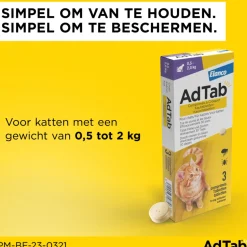 AdTab Anti Vlo en Teek Kauwtabletten Kat 0,5-2,0 kg 3 tabletten