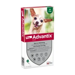 Advantix Spot On 40 Anti Vlooien en Teken Druppels Hond tot 4 kg 4 pipetten