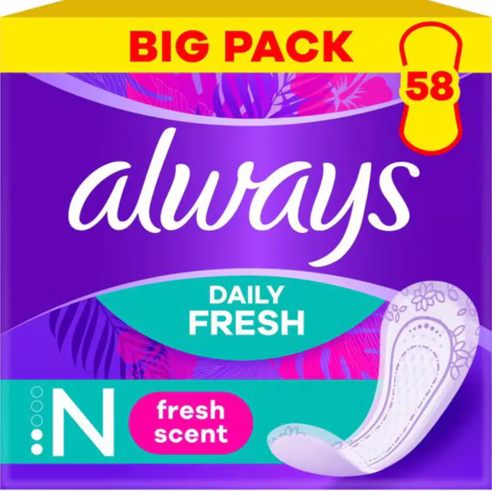 Always Inlegkruisjes Fresh & Protect Normal Fresh Big Pack 58 Stuks