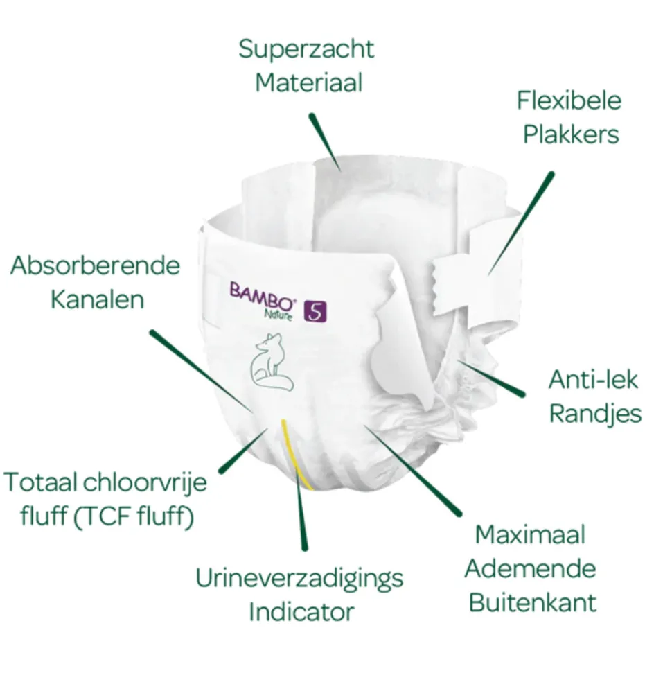 Bambo Nature Luiers Maat 5 (12-18 kg) 44 stuks