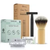 Bamboozy Safety Razor Aluminium Starterkit + Scheerkwast + Scheerzeep Mat Zwart 1 set