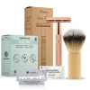 Bamboozy Safety Razor Aluminium Starterkit + Scheerkwast + Scheerzeep Rosé Goud 1 set