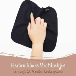 Bamboozy Vaatdoekjes Bamboevezels Zwart 3 stuks