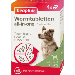 Beaphar All-in-one Ontworming Tabletten Hond 2,5 - 40 kg 4 tabletten