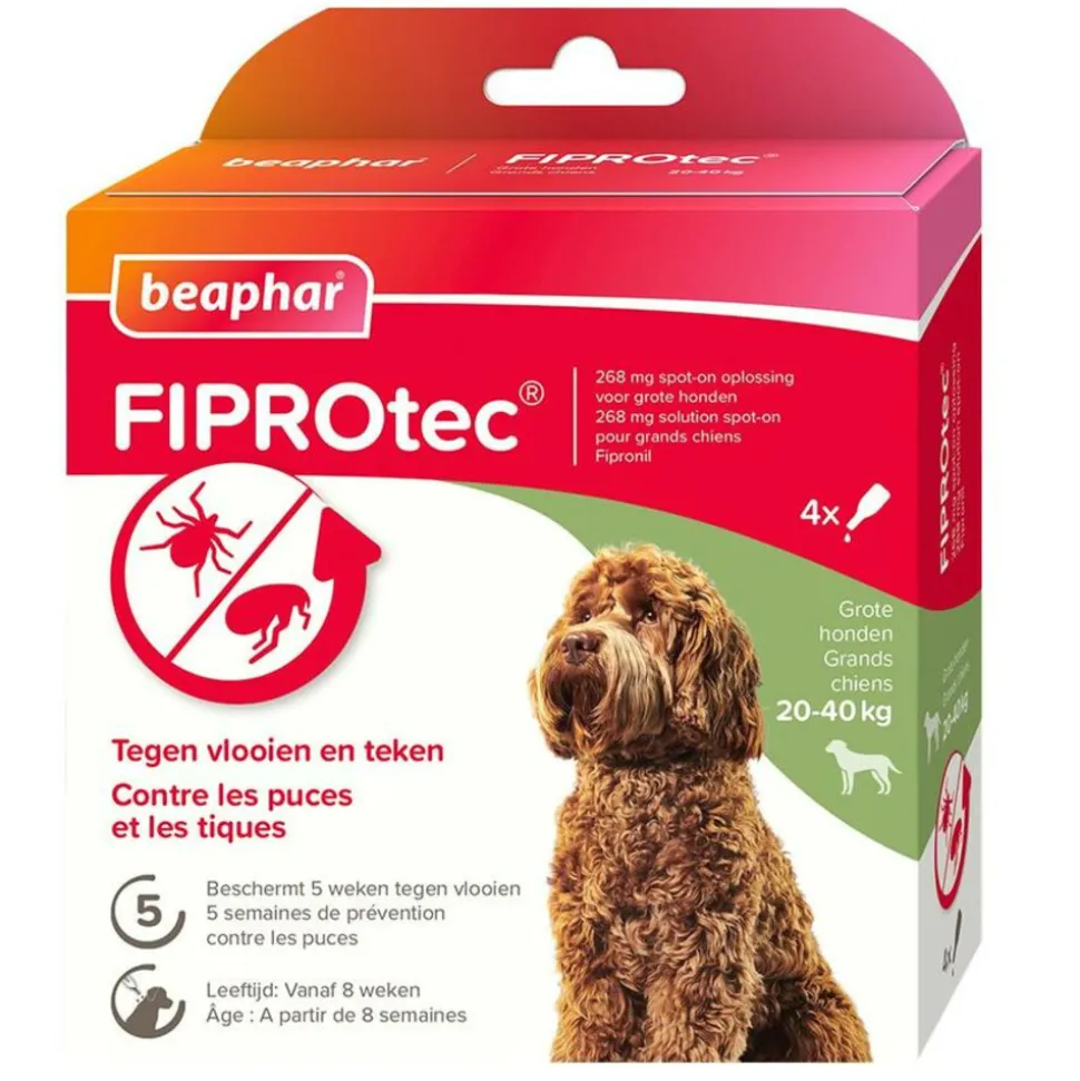 Beaphar Fiprotec Anti Teken- en Vlooiendruppels Hond 20 - 40 kg 4 stuks