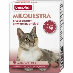 Beaphar Milquestra Ontworming Tabletten Kat 2 - 12 kg 4 tabletten