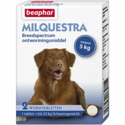 Beaphar Milquestra Ontworming Tabletten Hond 5 - 50 kg 2 tabletten
