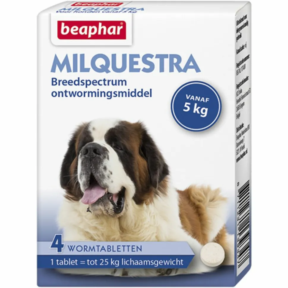 Beaphar Milquestra Ontworming Tabletten Hond 5 - 75 kg 4 tabletten