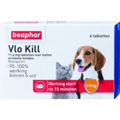 Beaphar Vlo Kill Anti Vlooien Tabletten Hond/Kat 1 -11 kg 6 tabletten