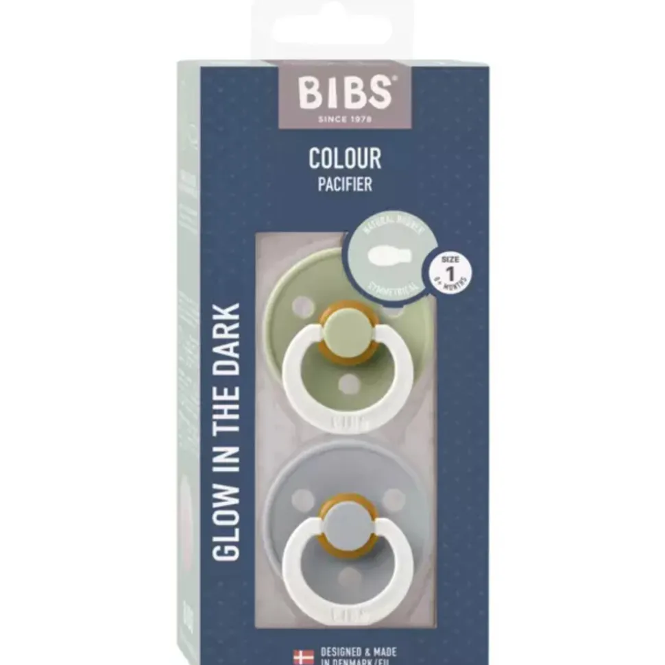 Bibs Fopspeen Symmetric Maat 1 0-6 mnd Glow Sage Cloud 2 stuks