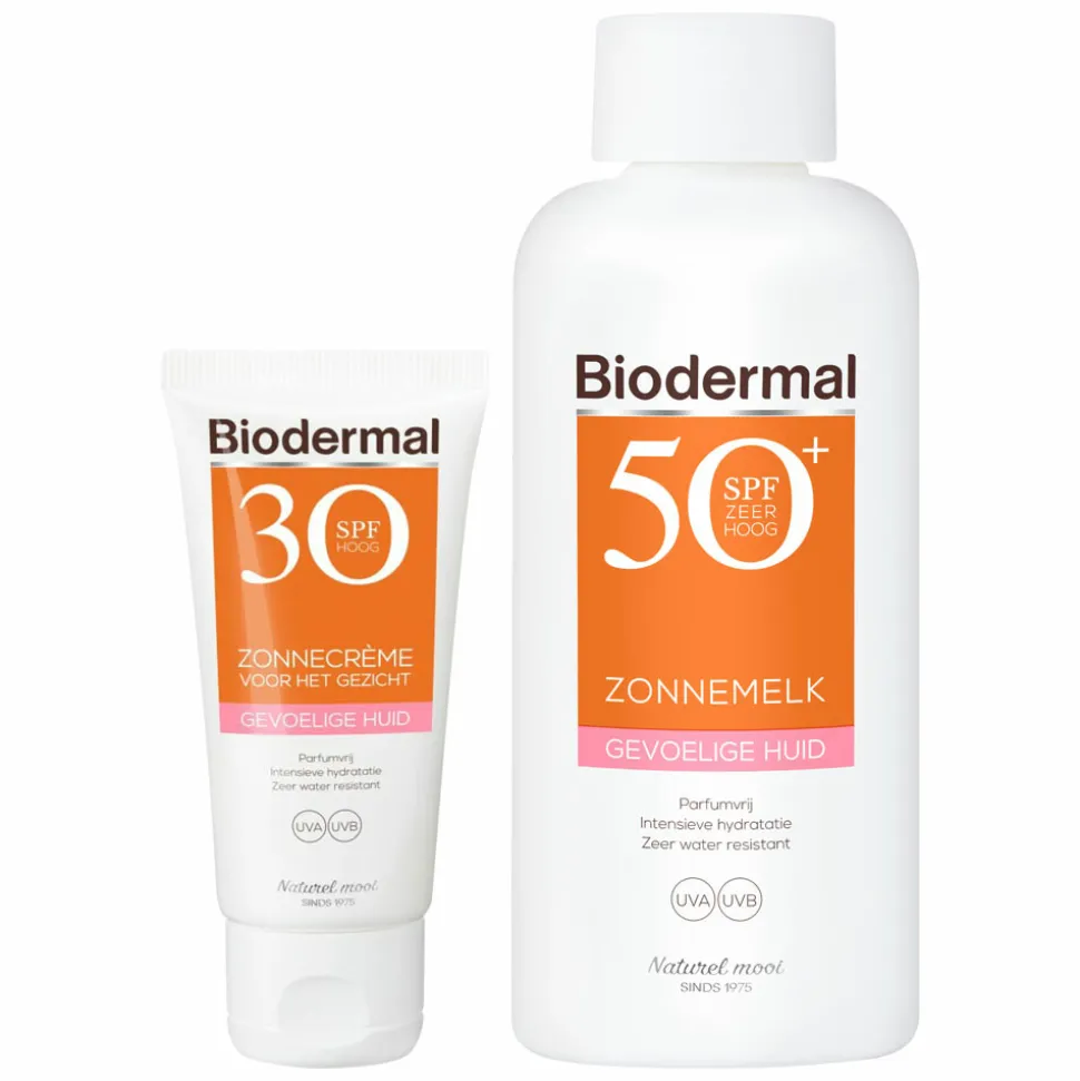 Biodermal Lichaam en Gezicht Gevoelige Huid Zonnebescherming Pakket