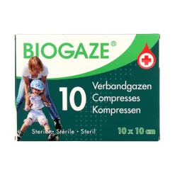 Biogaze Kompress 10 x 10 cm 10 stuks