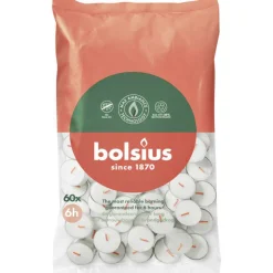 Bolsius Theelichten Wit 6 branduren 60 stuks