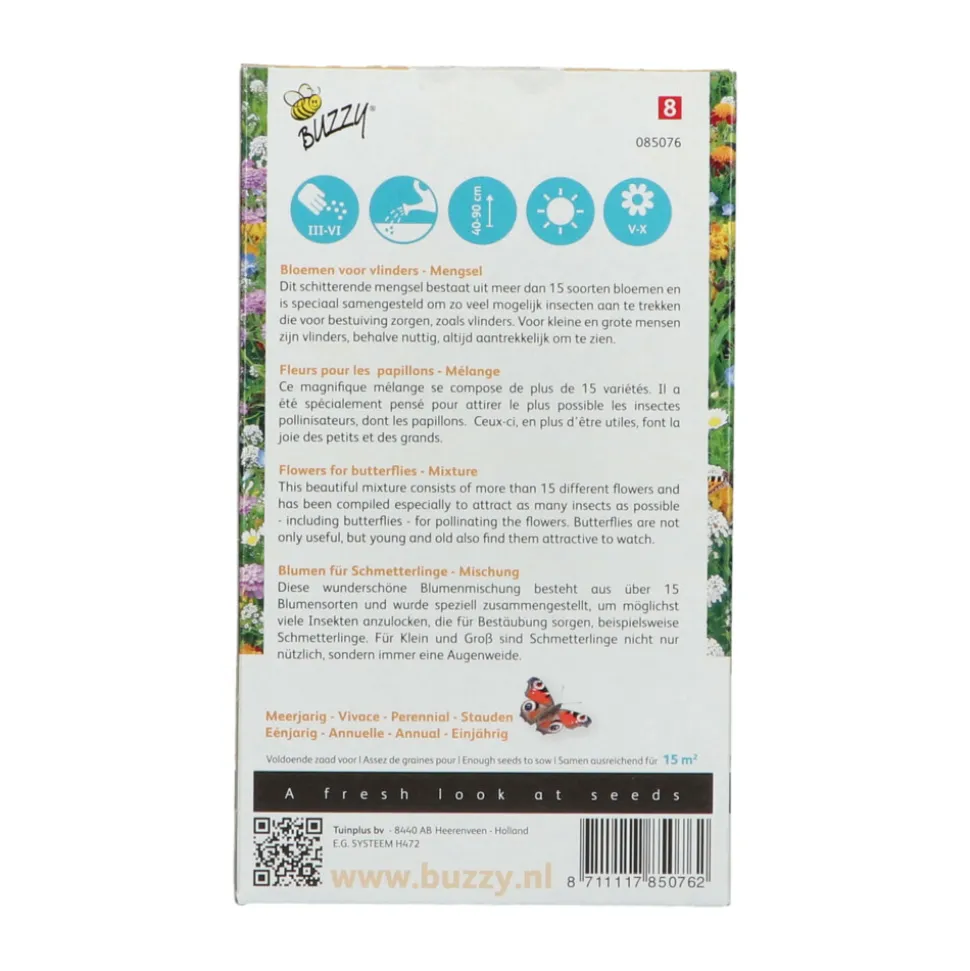 Buzzy Friendly Flowers Laag 15 m² Vlinders