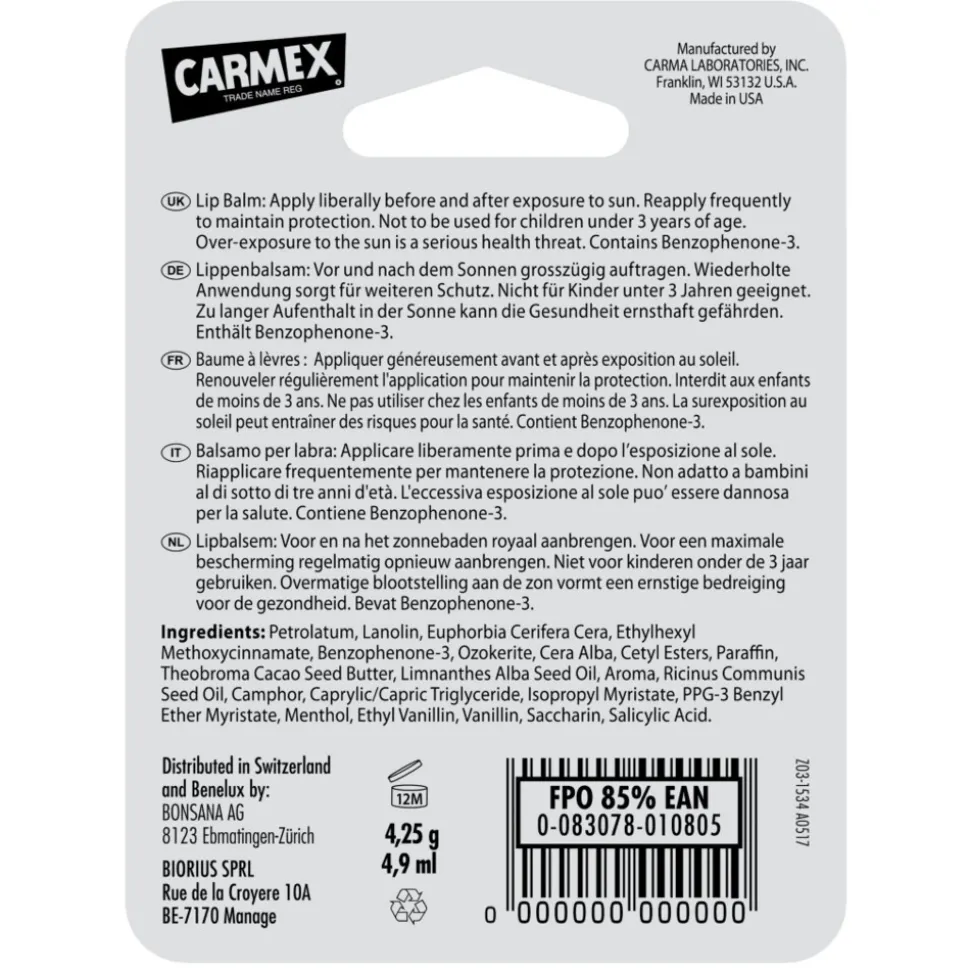 Carmex Lippenbalsem Vanilla Stick 4,25 gr