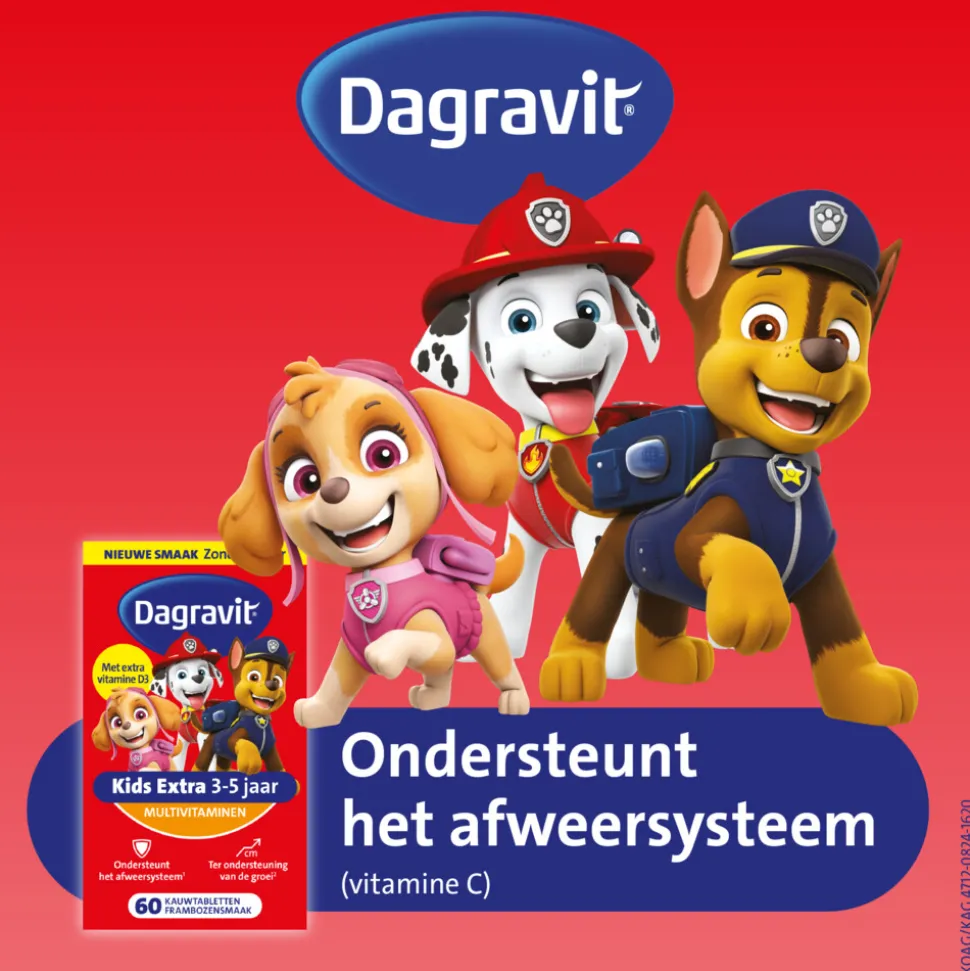 Dagravit Multivitamine Kids Extra 3-5 Jaar Paw Patrol 60 Kauwtabletten