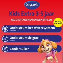 Dagravit Multivitamine Kids Extra 3-5 Jaar Paw Patrol 60 Kauwtabletten