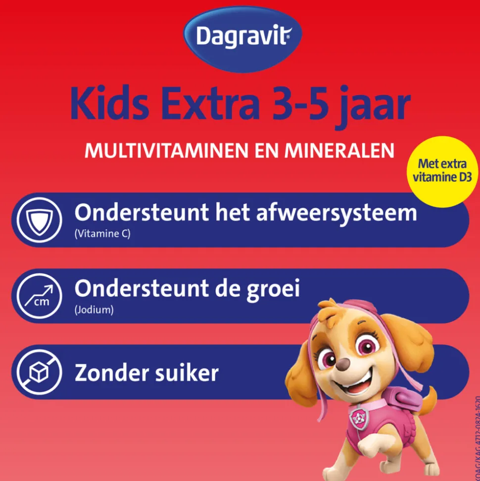 Dagravit Multivitamine Kids Extra 3-5 Jaar Paw Patrol 60 Kauwtabletten