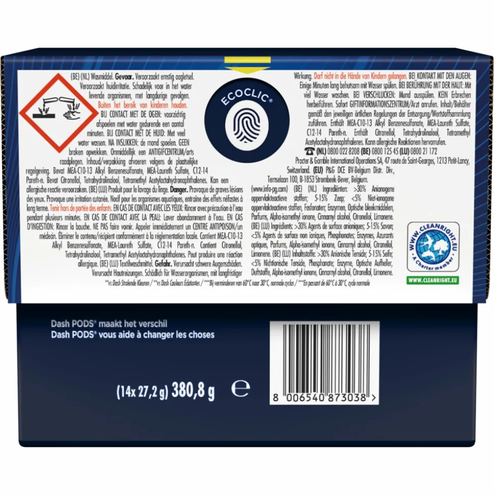 Dash Wascapsules Platinum Pods+ Kleur 14 stuks