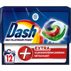 Dash Wasmiddelcapsules 4in1 Platinum Pods +Extra Vlekkenverwijderaar 12 stuks