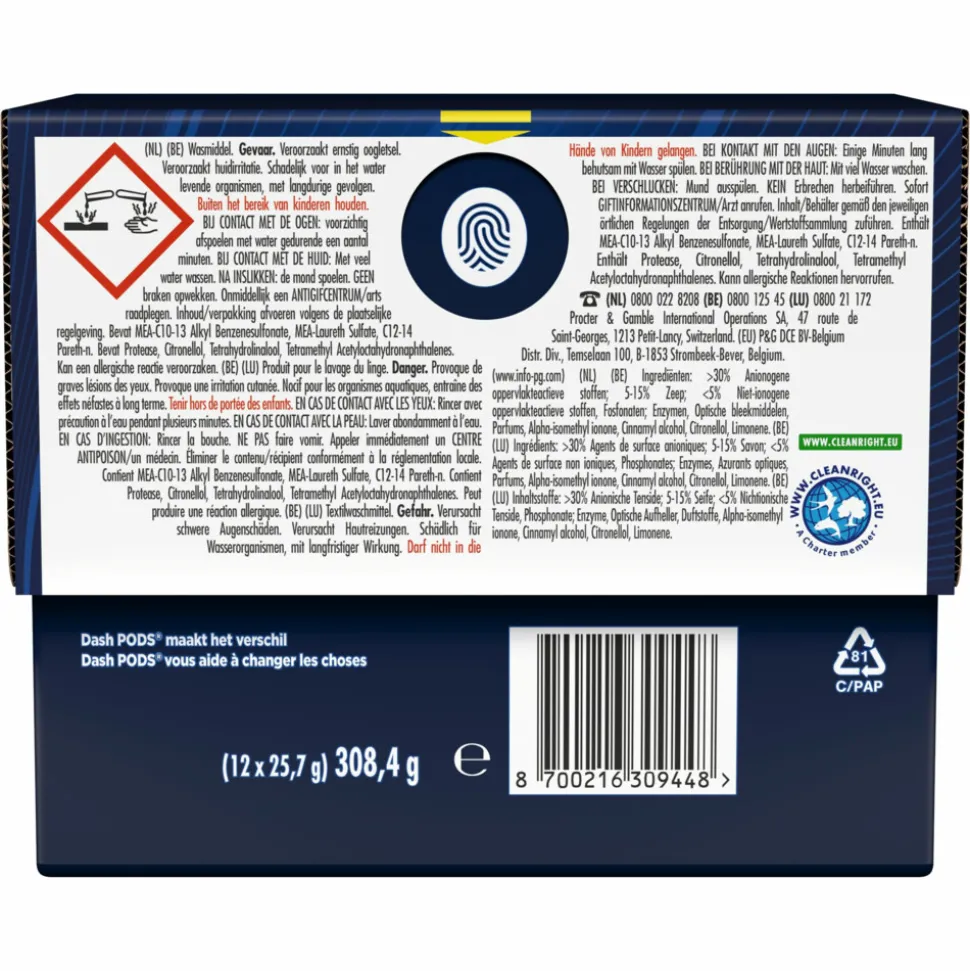 Dash Wasmiddelcapsules 4in1 Platinum Pods +Extra Vlekkenverwijderaar 12 stuks