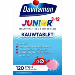 Davitamon Junior 3+ Kauwvitamines Framboos 120 kauwtabletten