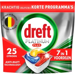 Dreft Vaatwastabletten Platinum Plus All In One Citroen 25 stuks