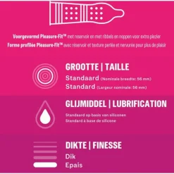 Durex - Nude Extra Lube Condooms 10 stuks, Pleasure Me Condooms 10 stuks & Performa Condooms 10 stuks - Pakket