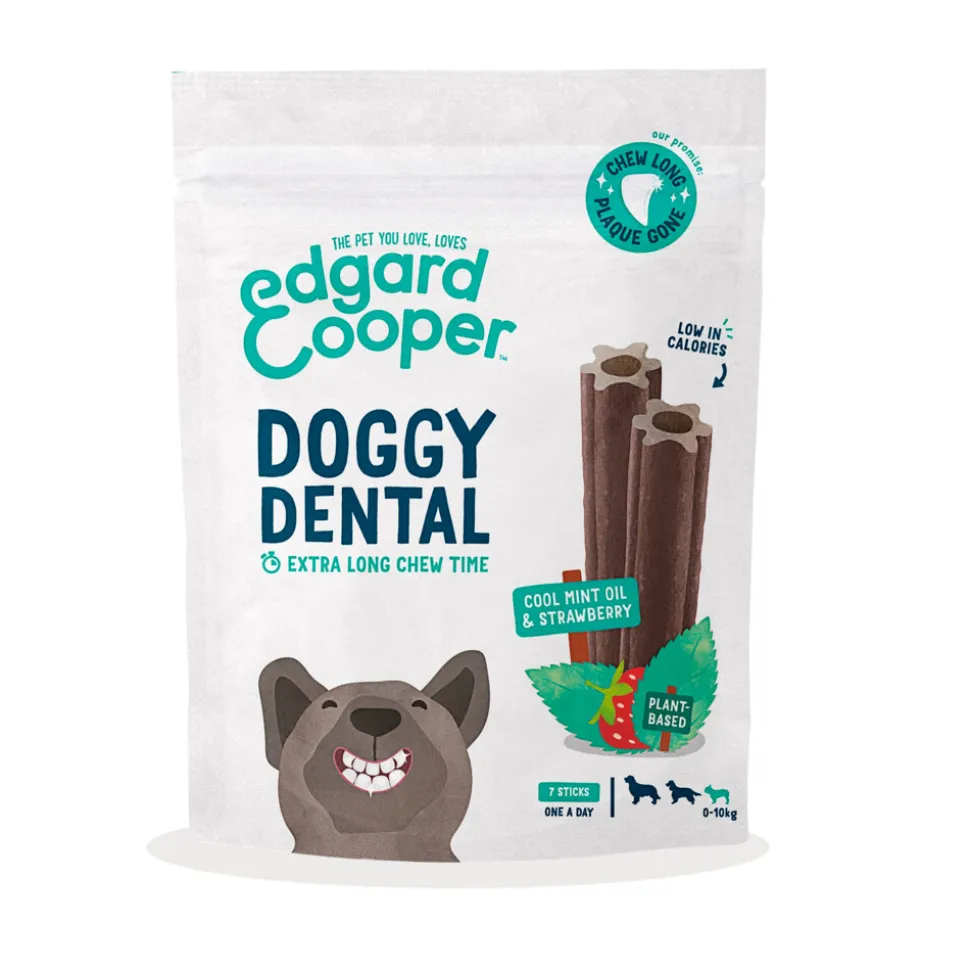 Edgard & Cooper Doggy Dental Sticks Small Aardbei - Frisse Muntolie