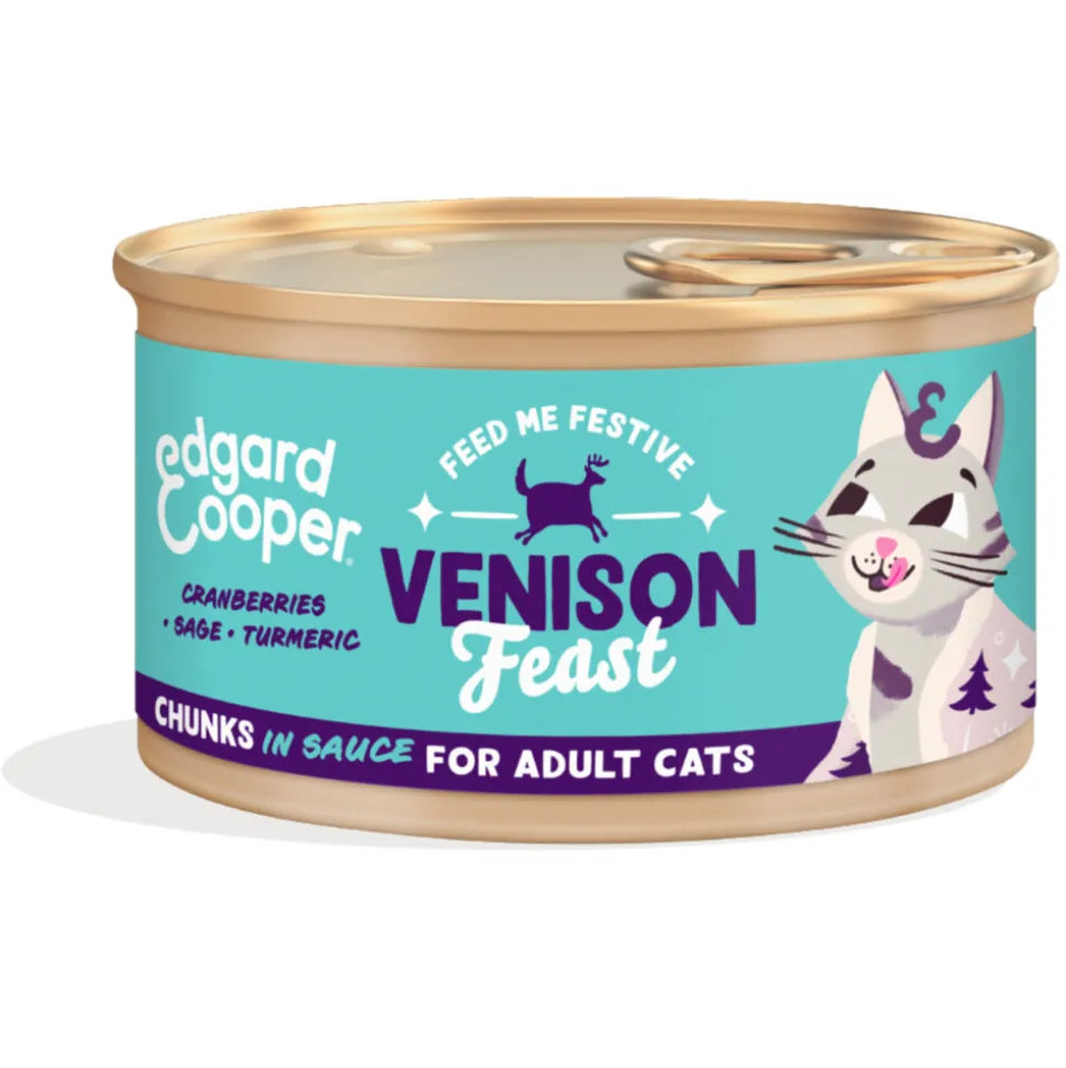 Edgard & Cooper Feestelijk Kattenvoer Adult Chunks Hert 85 gr