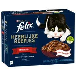 Felix Heerlijke Reepjes Selectie Farm 12 x 80 gr