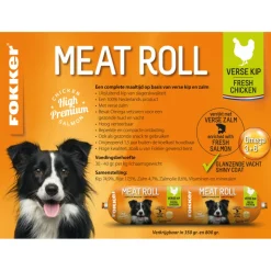 Fokker Meat Roll Hondenvoer Nat Kip - Zalm 350 gr