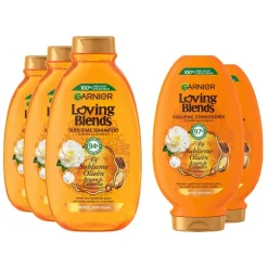 Garnier Loving Blends Argan en Cameliaolie - Shampoo 3x 300 ml & Conditioner 2x 250 ml – Pakket