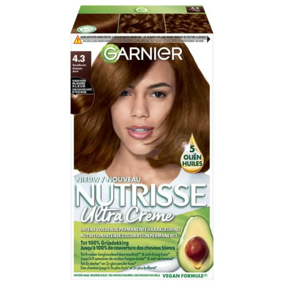Garnier Nutrisse Ultra Crème Permanente Haarkleuring 4.3 Goudbruin