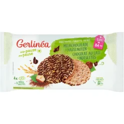 Gerlinea Rijstwafel Melkchocolade & Hazelnoten 4x2 stuks