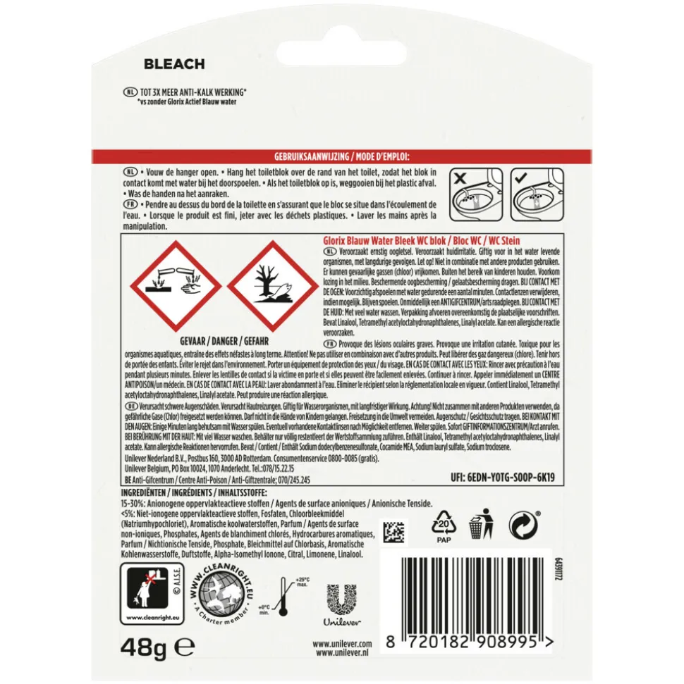 Glorix Toiletblok Blauw Water Bleek