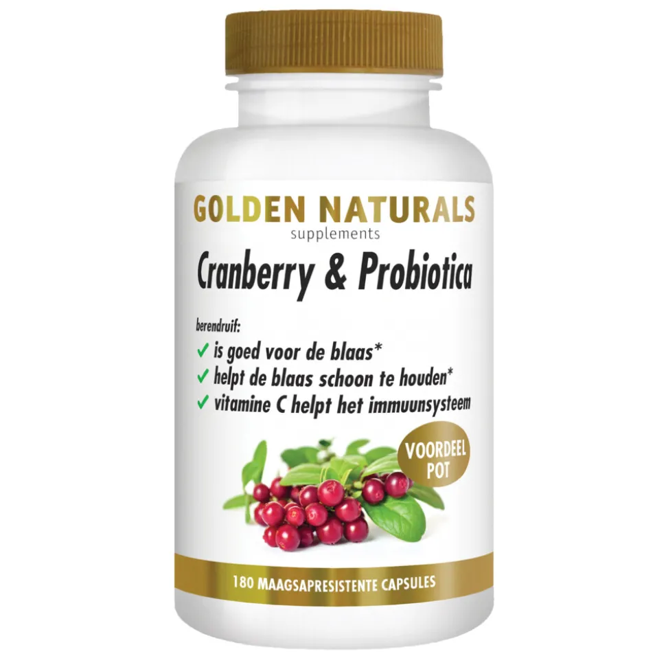 Golden Naturals Cranberry & Probiotica Maagsapresistent 180 vegacapsules