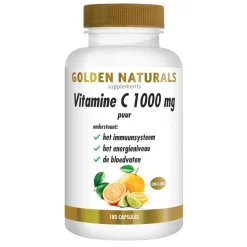 Golden Naturals Vitamine C Puur 1000mg 180 vegacapsules