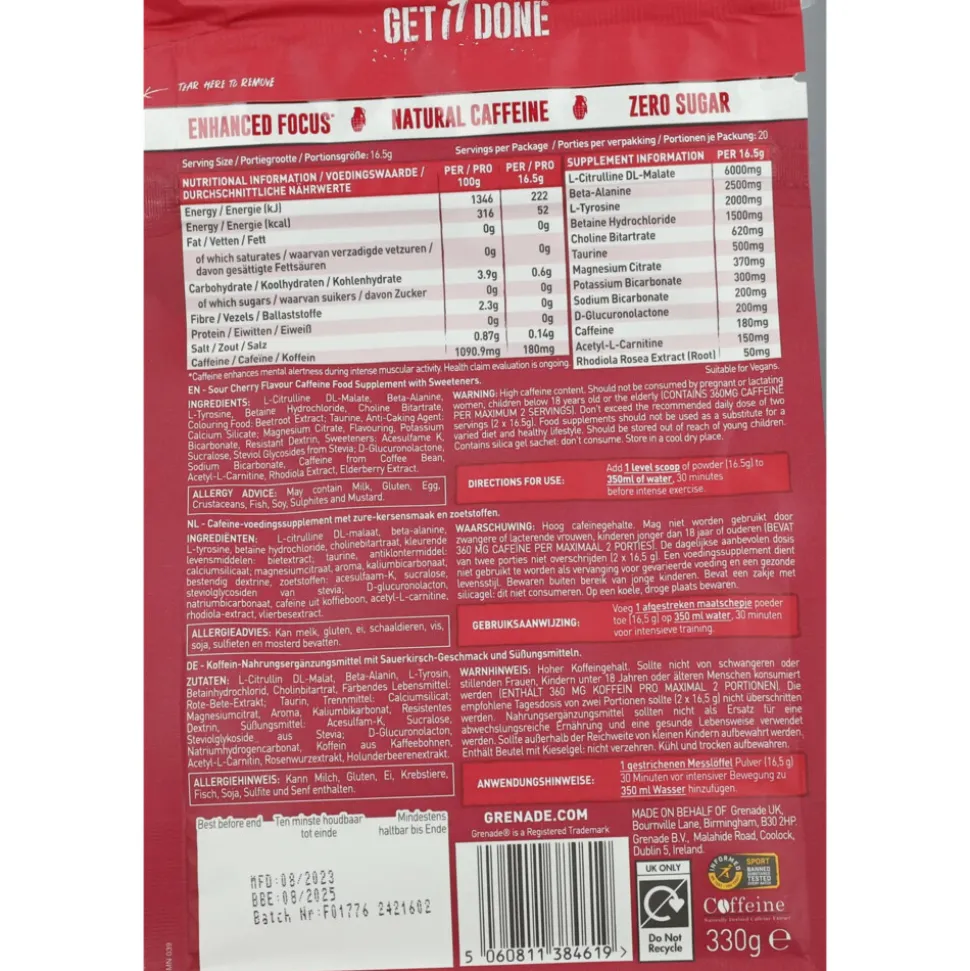 Grenade Pre Workout Cherry Bomb 330 gr