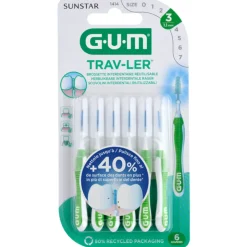 GUM Trav-Ler Ragers Groen 1.1mm 6 stuks