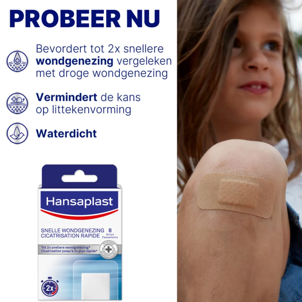 Hansaplast Snelle Wondgenezing Groot 8 stuks