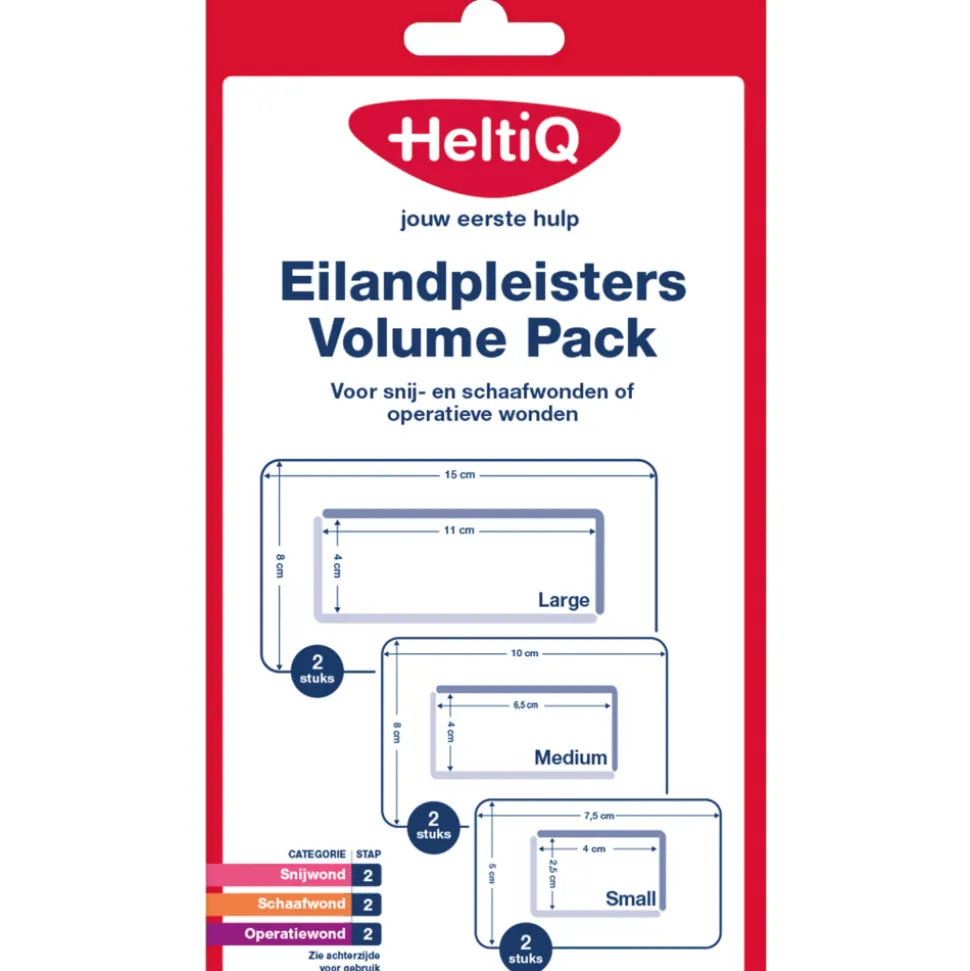 HeltiQ Eilandpleisters Volume Pack 2 stuks: Large + 2 stuks: Medium + 2 stuks: Small 6 stuks