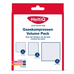 HeltiQ Gaaskompressen Volume Pack 6 stuks 5x5cm + 6 stuks 5x8,5cm + 6 stuks 10x10cm 18 stuks