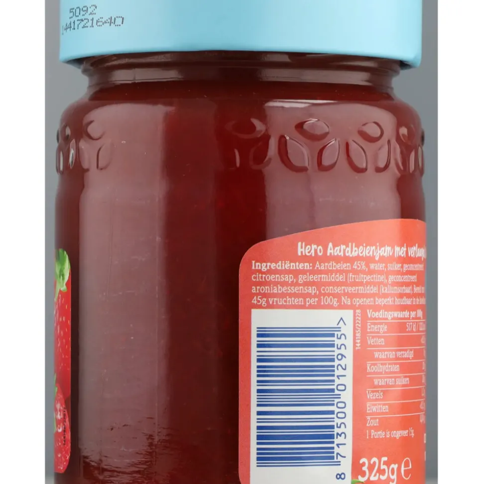 Hero Jam Minder Zoet Aardbeien 325 gr