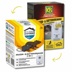 Home Defense Muizen- en Rattenverjager 220 m2 Ultrasoon, Elektromagnetisch en Lichtflitsen