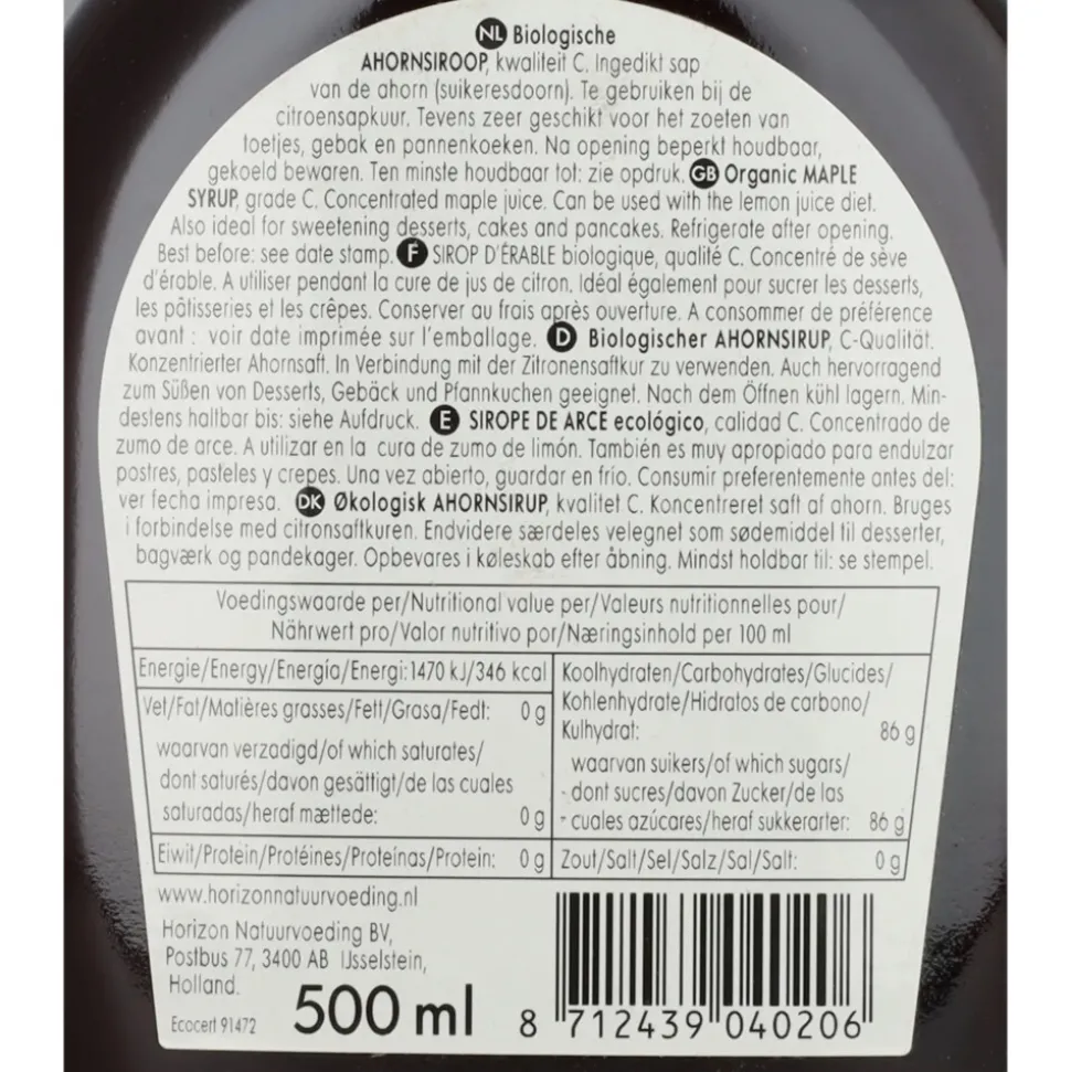 Horizon Ahornsiroop C-Graad Bio 500 ml