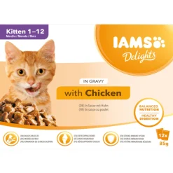 IAMS Delights Kitten Kip in Saus 12 x 85 gr