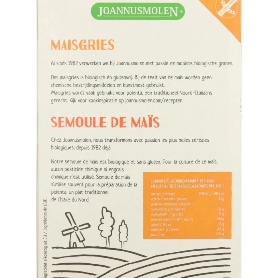 Joannusmolen Maisgriesmeel Polenta Glutenvrij Bio 350 gr