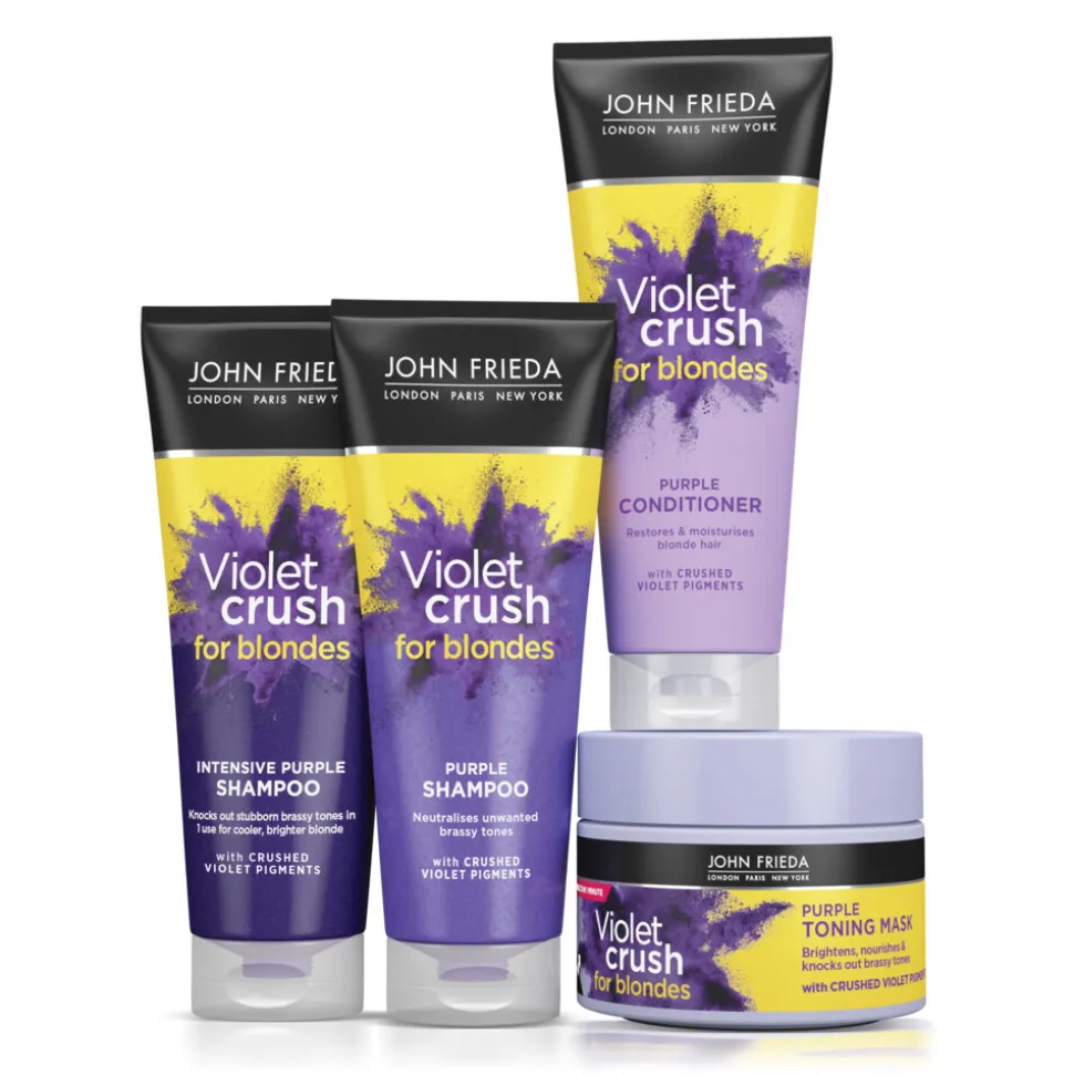 John Frieda Violet Crush - Shampoo 1x 250 ml & Conditioner 1x 250 ml & Shampoo Intense 1x 250 ml & Haarmasker 1x 250 ml - Pakket
